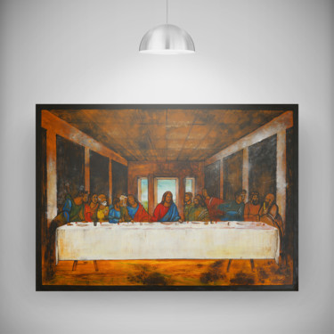 Peinture intitulée "Ultima Cena" par Leon Adama, Œuvre d'art originale, Gouache