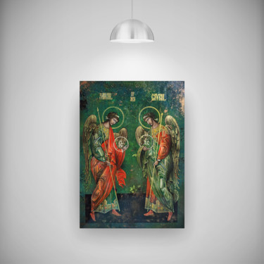 Schilderij getiteld "Saint Archangels •…" door Leon Adama, Origineel Kunstwerk, Acryl