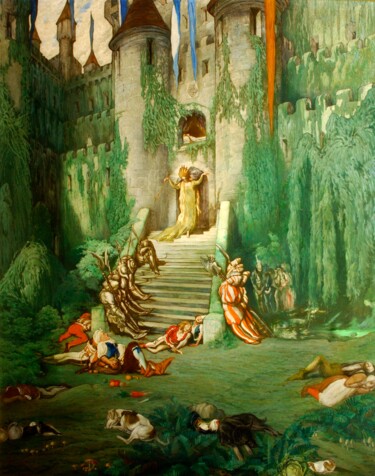 Картина под названием "La princesse et la…" - Léon Bakst, Подлинное произведение искусства, Масло