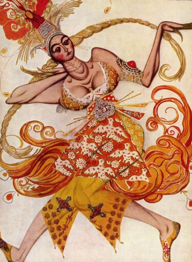 Malerei mit dem Titel "Figurine de ballet…" von Léon Bakst, Original-Kunstwerk, Aquarell