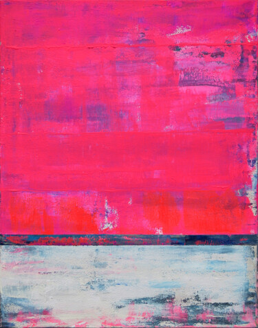 Painting titled "Neon pink abstract…" by Leon Grossmann, Original Artwork, Acrylic