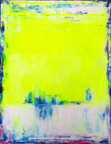 Картина под названием "White Yellow Abstra…" - Leon Grossmann, Подлинное произведение искусства, Акрил