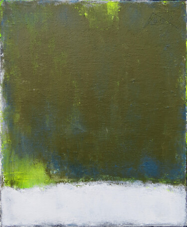 Malerei mit dem Titel "Green White Abstrac…" von Leon Grossmann, Original-Kunstwerk, Acryl