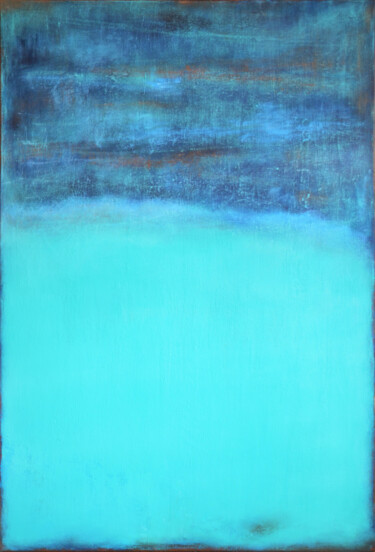 Картина под названием "Turquoise Blue Abst…" - Leon Grossmann, Подлинное произведение искусства, Акрил Установлен на Деревян…