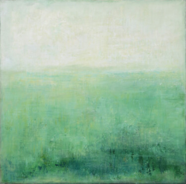 Pintura intitulada "White Green Abstrac…" por Leon Grossmann, Obras de arte originais, Acrílico