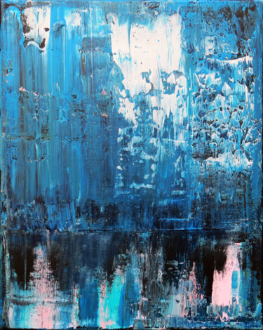 Painting titled "Blue Black Abstract…" by Leon Grossmann, Original Artwork, Acrylic