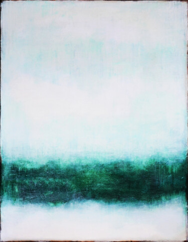 Malerei mit dem Titel "White Green Abstrac…" von Leon Grossmann, Original-Kunstwerk, Acryl