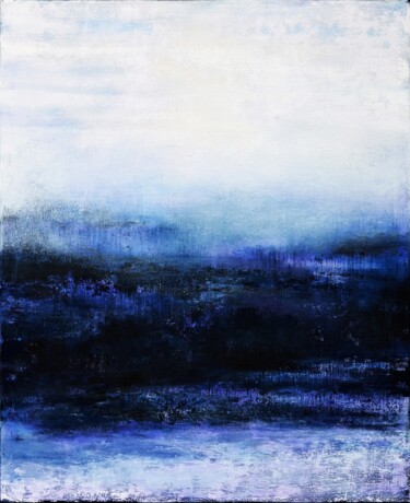 Malerei mit dem Titel "White Blue Abstract…" von Leon Grossmann, Original-Kunstwerk, Acryl