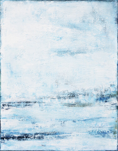 Pintura intitulada "White Blue Abstract…" por Leon Grossmann, Obras de arte originais, Acrílico