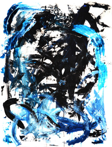 Malerei mit dem Titel "Black White Abstrac…" von Leon Grossmann, Original-Kunstwerk, Acryl
