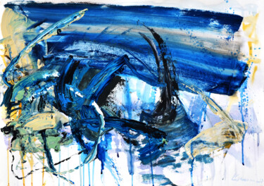 Pittura intitolato "Blue Sea Abstract P…" da Leon Grossmann, Opera d'arte originale, Acrilico