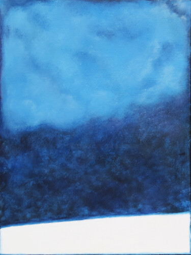 Schilderij getiteld "Blue White Abstract…" door Leon Grossmann, Origineel Kunstwerk, Acryl