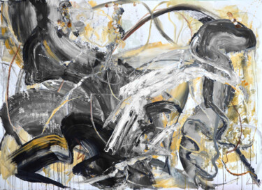 Peinture intitulée "Grey White Abstract…" par Leon Grossmann, Œuvre d'art originale, Acrylique