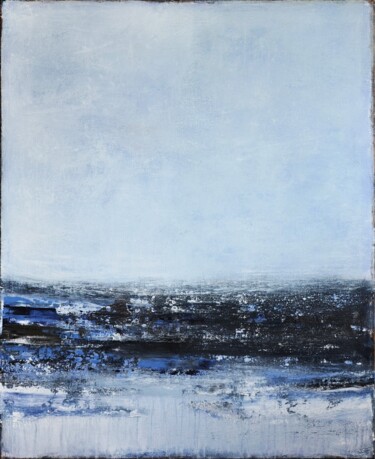 Malerei mit dem Titel "Blue Grey Abstract…" von Leon Grossmann, Original-Kunstwerk, Acryl Auf Keilrahmen aus Holz montiert