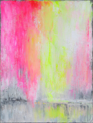 Painting titled "Neon Pink Abstract…" by Leon Grossmann, Original Artwork, Acrylic