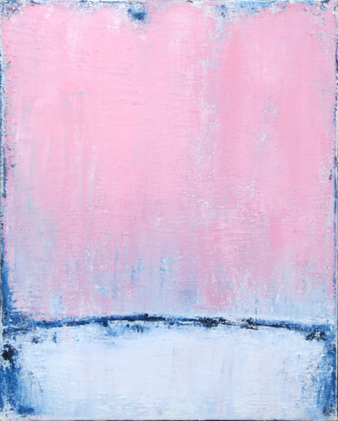 Pintura intitulada "Pink Blue Abstract…" por Leon Grossmann, Obras de arte originais, Acrílico