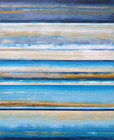 Pintura intitulada "Blue Beige Abstract…" por Leon Grossmann, Obras de arte originais, Acrílico
