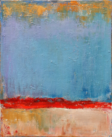 Malerei mit dem Titel "Blue Beige Abstract…" von Leon Grossmann, Original-Kunstwerk, Acryl