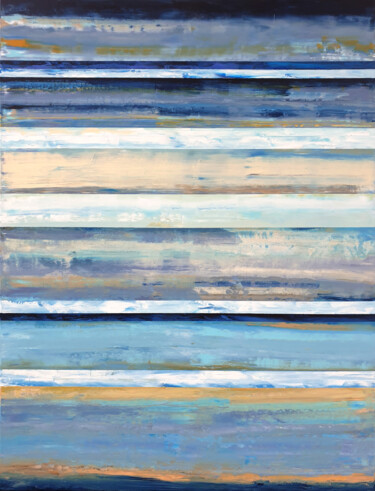 Peinture intitulée "Blue Beige Abstract…" par Leon Grossmann, Œuvre d'art originale, Acrylique