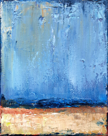 Painting titled "Blue Beige Abstract…" by Leon Grossmann, Original Artwork, Acrylic
