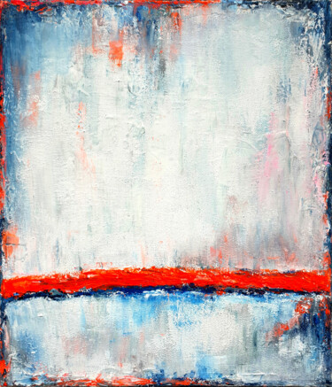 Malerei mit dem Titel "White Red Abstract…" von Leon Grossmann, Original-Kunstwerk, Acryl