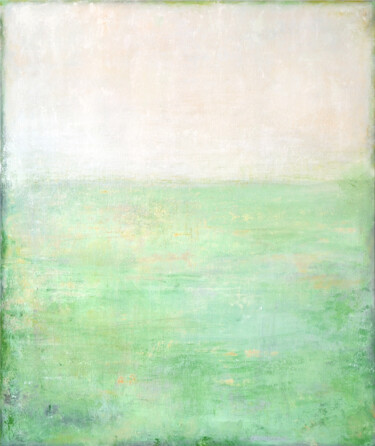 Pintura titulada "White Green Abstrac…" por Leon Grossmann, Obra de arte original, Acrílico