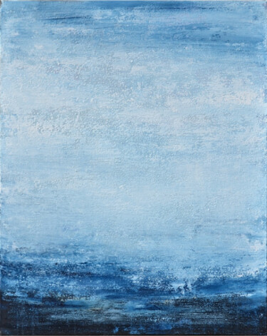 Peinture intitulée "Blue White Abstract…" par Leon Grossmann, Œuvre d'art originale, Acrylique