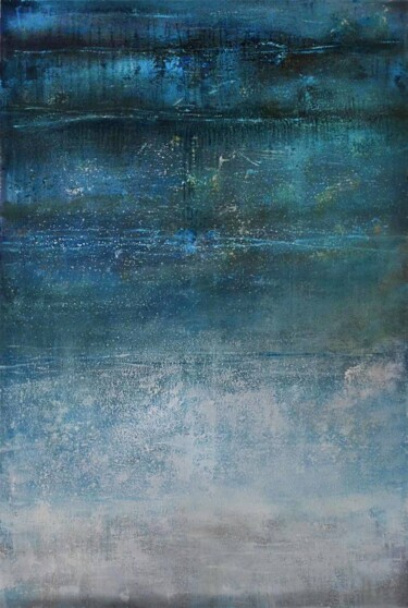 Painting titled "Blue Green Abstract…" by Leon Grossmann, Original Artwork, Acrylic