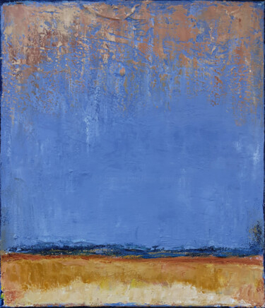 Malerei mit dem Titel "Beige Blue Abstract…" von Leon Grossmann, Original-Kunstwerk, Acryl