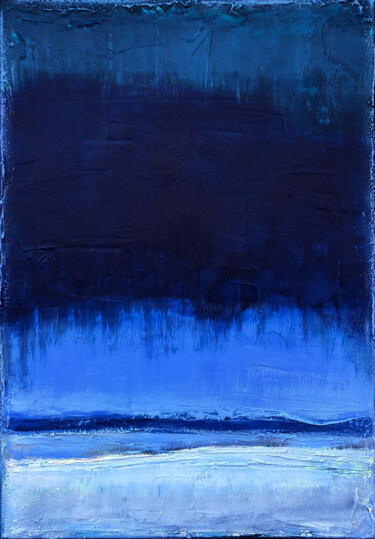 Pintura titulada "Blue Grey Abstract…" por Leon Grossmann, Obra de arte original, Acrílico