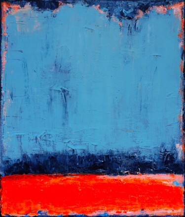 Painting titled "Blue Red Abstract P…" by Leon Grossmann, Original Artwork, Acrylic