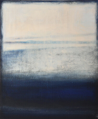 Peinture intitulée "Beige Blue Painting…" par Leon Grossmann, Œuvre d'art originale, Acrylique