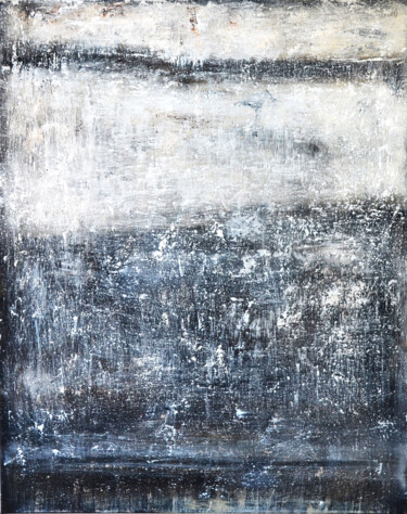 Painting titled "Grey White Abstract…" by Leon Grossmann, Original Artwork, Acrylic
