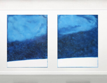 Malarstwo zatytułowany „Blue White Abstract…” autorstwa Leon Grossmann, Oryginalna praca, Akryl