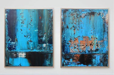 Malerei mit dem Titel "Abstract Blue Paint…" von Leon Grossmann, Original-Kunstwerk, Acryl