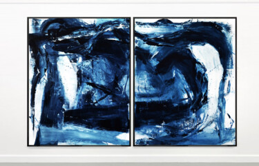 绘画 标题为“Blue Abstract Paint…” 由Leon Grossmann, 原创艺术品, 丙烯