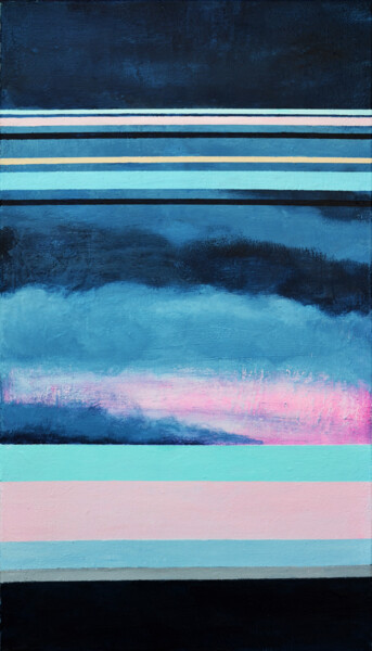 Malerei mit dem Titel "Blue Pink Abstract…" von Leon Grossmann, Original-Kunstwerk, Acryl