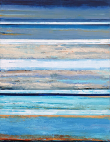 Pintura intitulada "Beige Blue Abstract…" por Leon Grossmann, Obras de arte originais, Acrílico