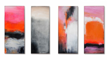 Schilderij getiteld "Orange Pink Abstrac…" door Leon Grossmann, Origineel Kunstwerk, Acryl