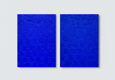 Pittura intitolato "Deep Blue Diptych P…" da Leon Grossmann, Opera d'arte originale, Acrilico