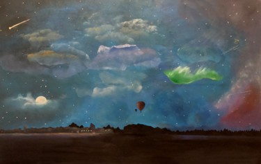 Malerei mit dem Titel "Die Nacht" von Leon Quiring, Original-Kunstwerk, Acryl