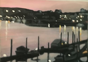 Pintura intitulada "Evening in Thunderb…" por Patricia Leone, Obras de arte originais, Óleo