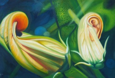 Painting titled "buds" by Leonard Aitken, Original Artwork, Oil