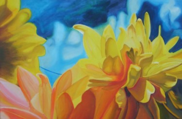 Malerei mit dem Titel "Mighty Flowers" von Leonard Aitken, Original-Kunstwerk, Öl