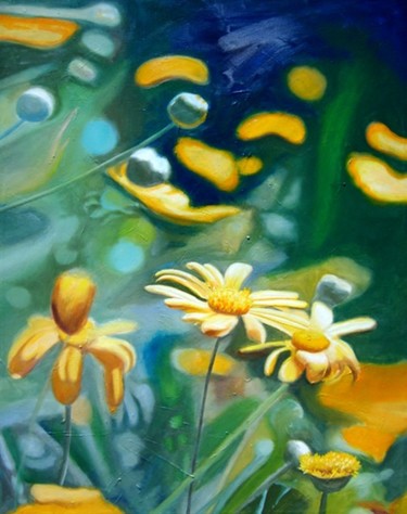 Pintura intitulada "Chrysanthemums" por Leonard Aitken, Obras de arte originais, Óleo