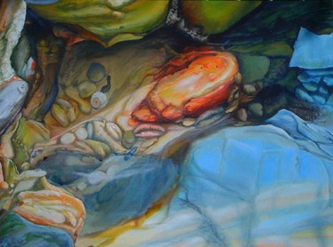 Peinture intitulée "The Orange Rock" par Leonard Aitken, Œuvre d'art originale, Huile