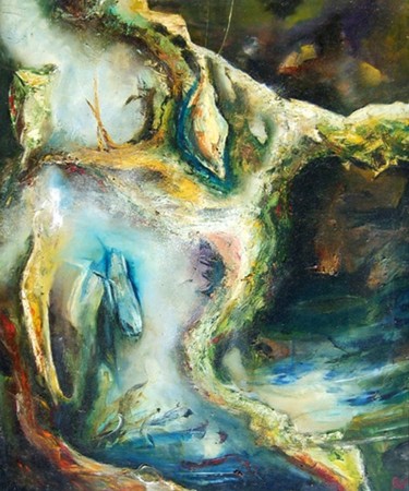 Pittura intitolato "Crucified Landscape" da Leonard Aitken, Opera d'arte originale, Olio