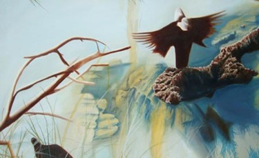 Painting titled "The Birds" by Leonard Aitken, Original Artwork, Oil