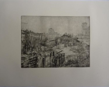 Alfortville près des voies Gravures & estampes intitulée "Alfortville près de…" par Manuel Leonardi, Œuvre d'art originale,