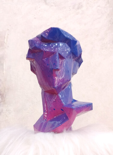 Sculpture intitulée "The Purple Pop David" par Leonardo Alonso, Œuvre d'art originale, Résine